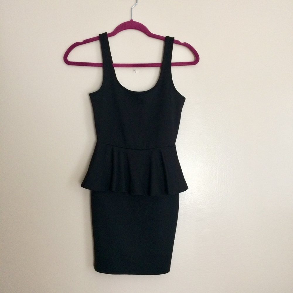 Ambiance Apparel Mini Black Peplum Dress.